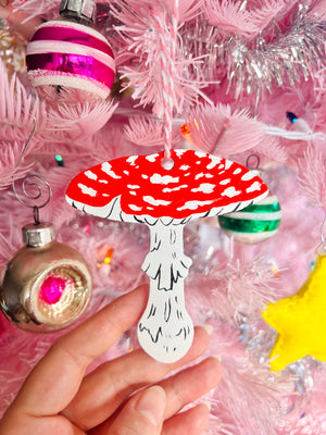Red Toadstool Christmas Ornament