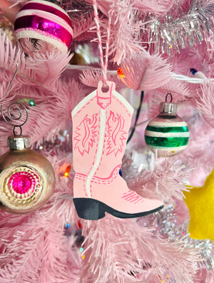 Baby Pink Cowboy Boot Christmas Ornament