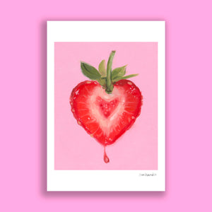 Strawberry Heart (Half) Art Print
