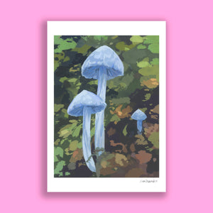 Blue Mushrooms Art Print